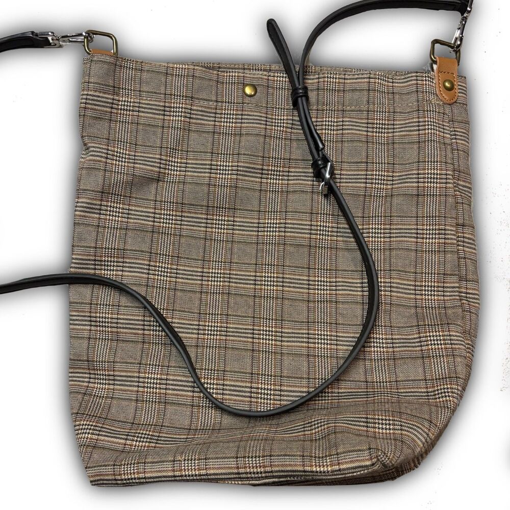 Plaid Fabric Slouchy Crossbody Bag